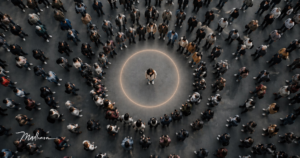 Top shot - wie Menschen Abstand halten zu einer einzelnen Person