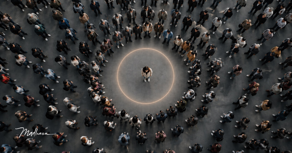Top shot - wie Menschen Abstand halten zu einer einzelnen Person